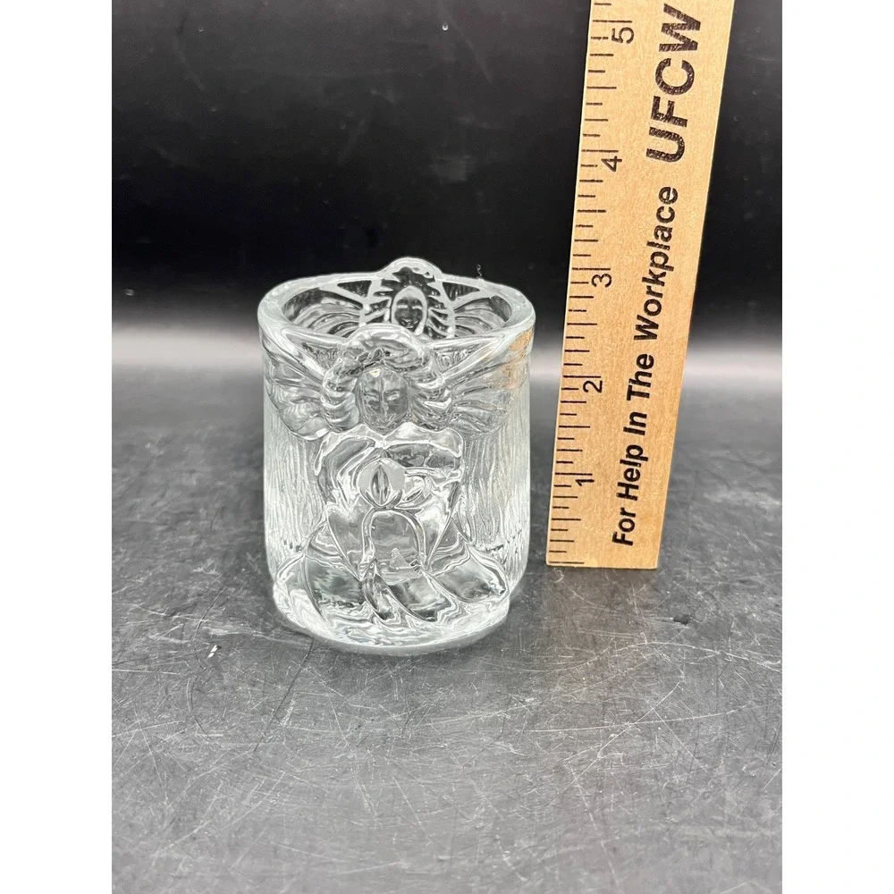 Set‎ of 2 Clear Glass Angel Votive Candle Holders Holders Malaysia 3